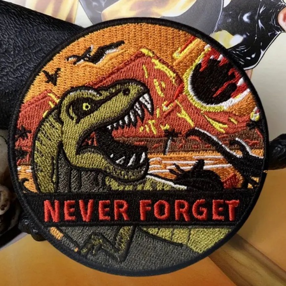 Dinosaur Embroidered Patch, Never Forget - Picture 2 of 5
